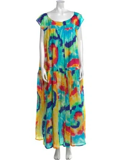 Pre-owned Eywasouls Malibu Tie-dye Print Long Dress W/ Tags In Blue