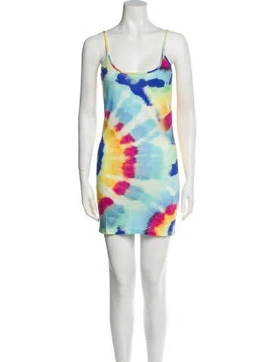 Pre-owned Eywasouls Malibu Tie-dye Print Mini Dress W/ Tags In Blue