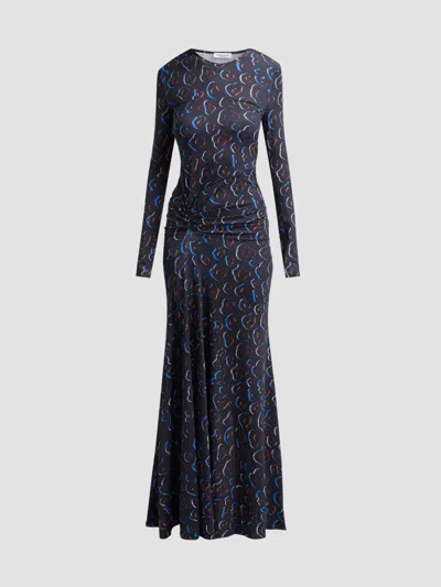 Eywasouls Malibu Women's Annie Printed Long-sleeve Maxi Dress In Midnight Safari