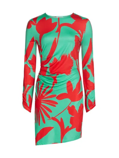 Eywasouls Malibu Women's Hazel Floral Stretch Jersey Draped Minidress In Green
