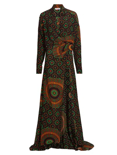 Eywasouls Malibu Women's Lou Mosiac Printed Silk Maxi Dress In Black