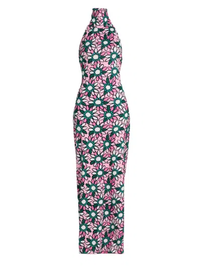 Eywasouls Malibu Women's Montana Floral Jersey Halterneck Maxi Dress In Multi