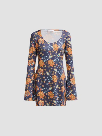 Eywasouls Malibu Women's Romy Floral Mini Dress In Animal Print