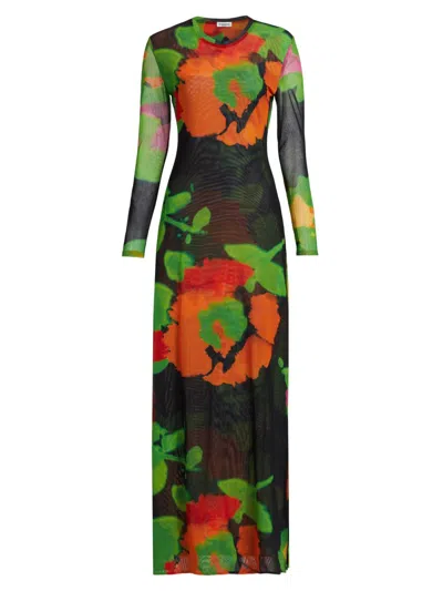 Eywasouls Malibu Women's Scarlet Floral Fitted Maxi Dress In Green