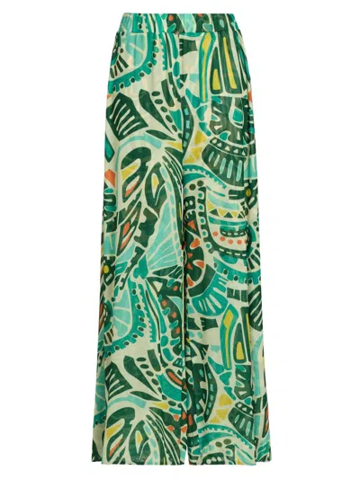 Eywasouls Malibu Women's Seby Printed Mesh Wide-leg Pants In Jungle Rhythm