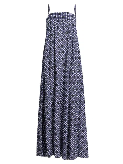 Eywasouls Malibu Women's Stacey Printed Cotton A-line Maxi Dress In Blue