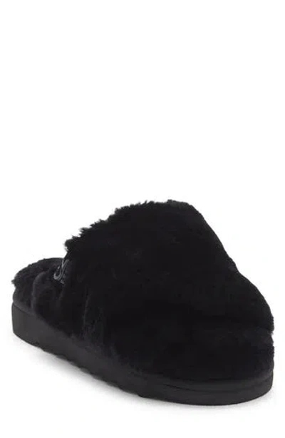 Ez Feet Genuine Shearling Mule In Black