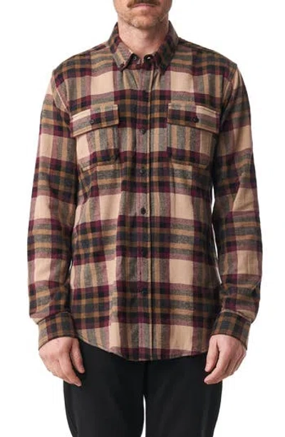 Ezekiel Abbott Plaid Brushed Cotton Button-up Shirt In Taupe