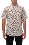 Ezekiel Grom Short Sleeve Cotton Button-up Shirt In Bone