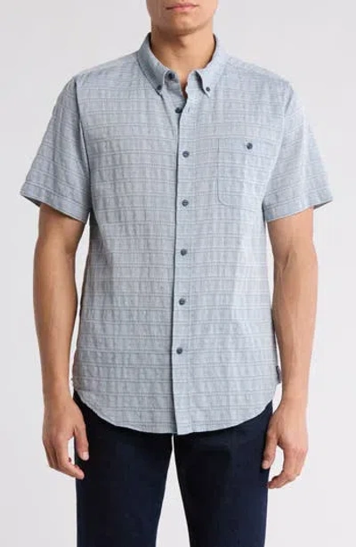 Ezekiel Hawke Short Sleeve Cotton Button-down Shirt In Blue