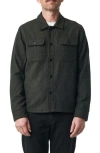 Ezekiel Turner Herringbone Snap Button Overshirt In Military Green