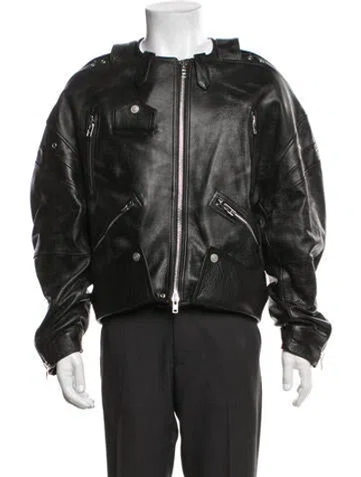 Pre-owned Ezr Calfskin Moto Jacket In Black