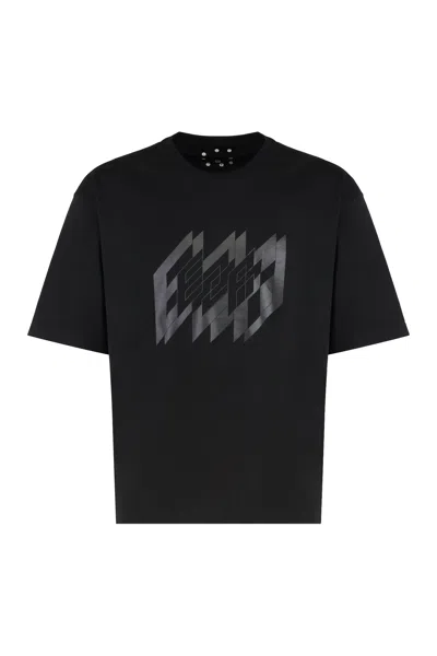 Ezr Geometric Graphic Crew-neck T-shirt In Black