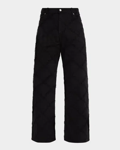 Ezr Men & Apos;s Diamond-quilted Straight-leg Denim Pants In Black
