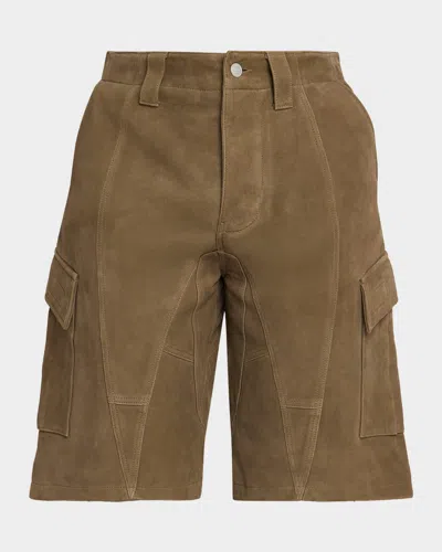 Ezr Men & Apos;s Suede Cargo Shorts In Green