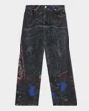 Ezr Men's Baggy Straight Fit Multi-artwork Jeans In Gray