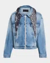 Ezr Men's Bandana Foulard Denim Trucker Jacket In Blue