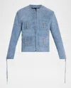 Ezr Men's Chain-embellished Suede Jacket In Blue