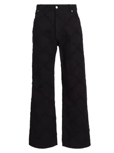 Ezr Men's Crisscross Baggy Straight-leg Jeans In Black