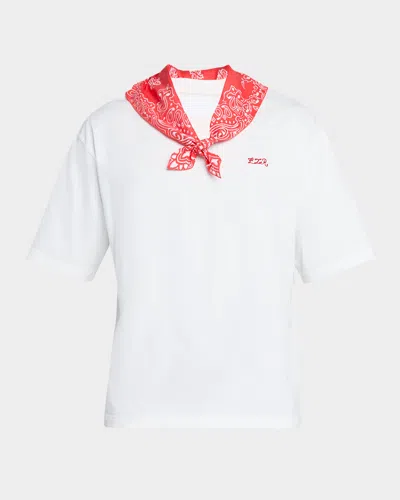 Ezr Men's Foulard Crewneck Logo T-shirt In White
