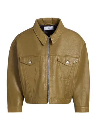 Ezr Men's Leather Trucker Jacket In Brown