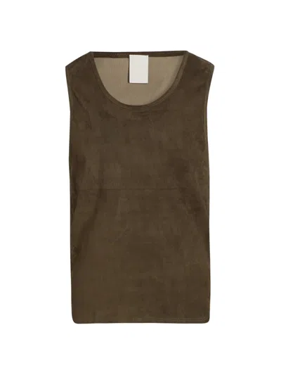Ezr Men's Ribbed Suede Tank In Brown