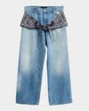 Ezr Men's Straight Baggy-fit Bandana Tie Jeans In Blue