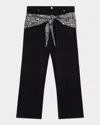 Ezr Men's Straight Baggy-fit Bandana Waist Jeans In Black