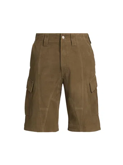 Ezr Men's Suede Baggy Cargo Shorts In Brown