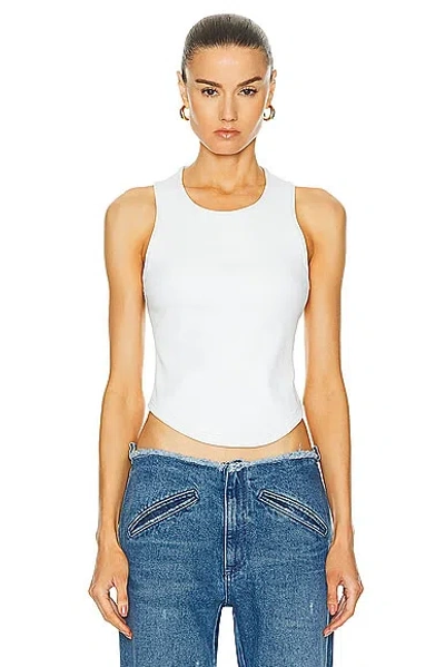 Ezr Ribbed Leather Effect Tank Top In White