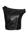Ezr Off Shoulder Leather Top In Black