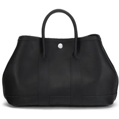 Ezra Arthur Audrey American Steer Leather Top Handle Bag In Black