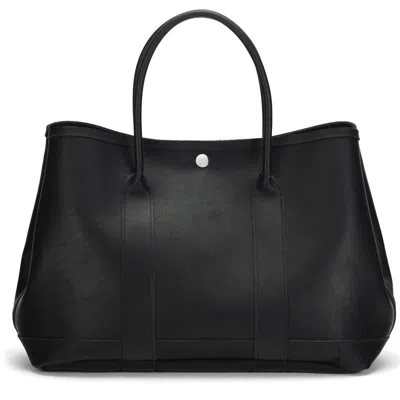 Ezra Arthur Audrey American Steer Leather Tote Bag In Black