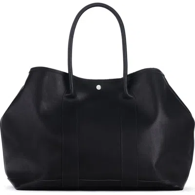 Ezra Arthur Audrey American Steer Leather Xl Tote Bag In Black