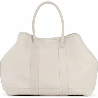 Ezra Arthur Audrey American Steer Leather Xl Tote Bag In White