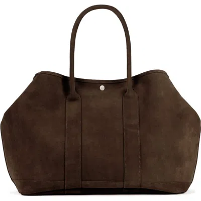 Ezra Arthur Audrey Nubuck Suede Leather Xl Tote Bag In Brown