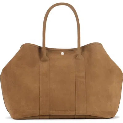 Ezra Arthur Audrey Nubuck Suede Leather Xl Tote Bag In Brown