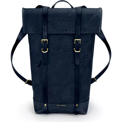 Ezra Arthur Keystone Leather Rucksack In Blue