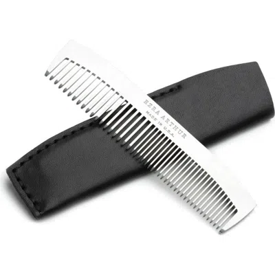 Ezra Arthur No. 1827 Stainless Steel Metal Pocket Comb With Leather Sleeve In White