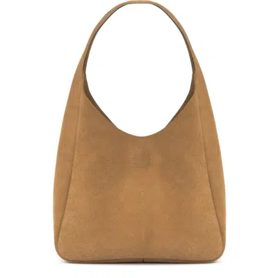 Ezra Arthur Phoebe Leather Hobo Nubuck Suede Shoulder Bag In Neutral