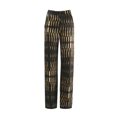 Ezz Studios Women's Black / Gold Printed Diner Pant In Tencel - Gold & Black In Black/gold