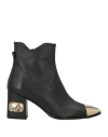 Ezzio Woman Ankle Boots Black Size 6 Leather, Metal