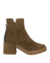 Ezzio Woman Ankle Boots Khaki Size 6 Leather In Beige