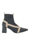 Ezzio Woman Ankle Boots Lead Size 8 Textile Fibers, Leather In Grey
