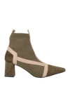 Ezzio Woman Ankle Boots Military Green Size 10 Textile Fibers, Leather In Green