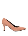 Ezzio Woman Pumps Salmon Pink Size 7.5 Leather In Salmon Pink
