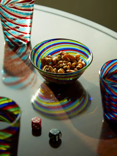 F & M Ballarin Filigrana Hand-blown Murano Glass Small Bowls (set Of 2)  Abask Gift Set In Multi