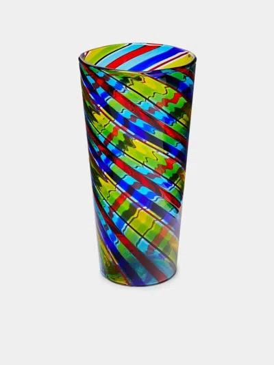 F & M Ballarin Filigrana Hand-blown Murano Glass Vase  Abask Luxury Gift In Multi