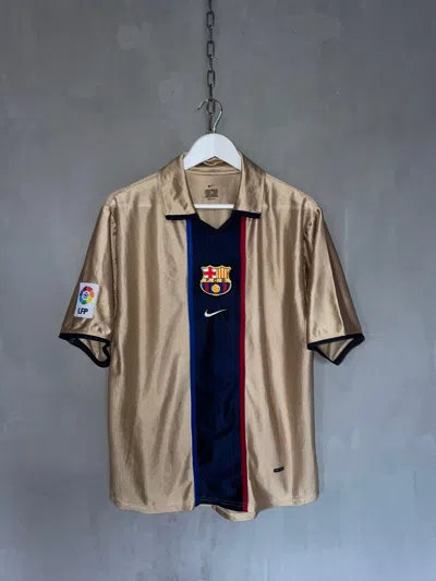 Pre-owned F C Barcelona X Nike Barcelona 2001/2002 Soccer Jersey Football Shirt Vntg In Gold