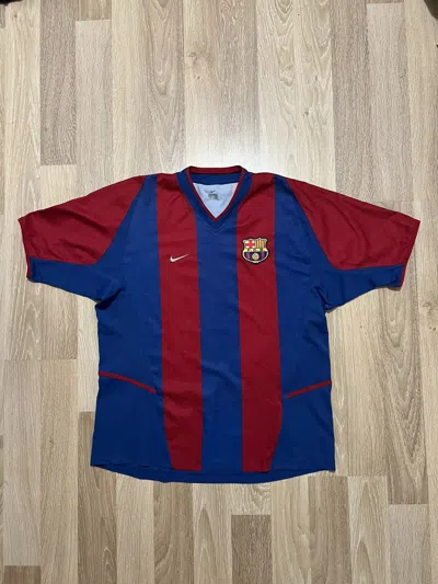 Pre-owned F C Barcelona X Nike Barcelona 2002-03 Vintage Soccer Jersey In Blue Red